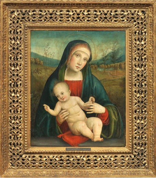 Francesco Raibolini detto il Francia (attr. a), Madonna col Bambino con un cardellino in mano