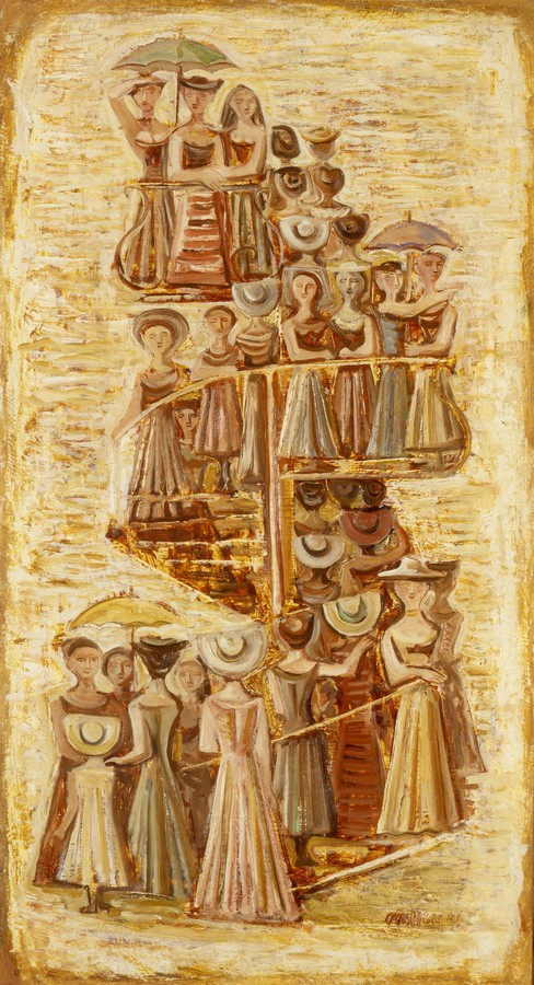 Massimo Campigli, La scala a chiocciola, 1941, olio su tela, cm 92x50